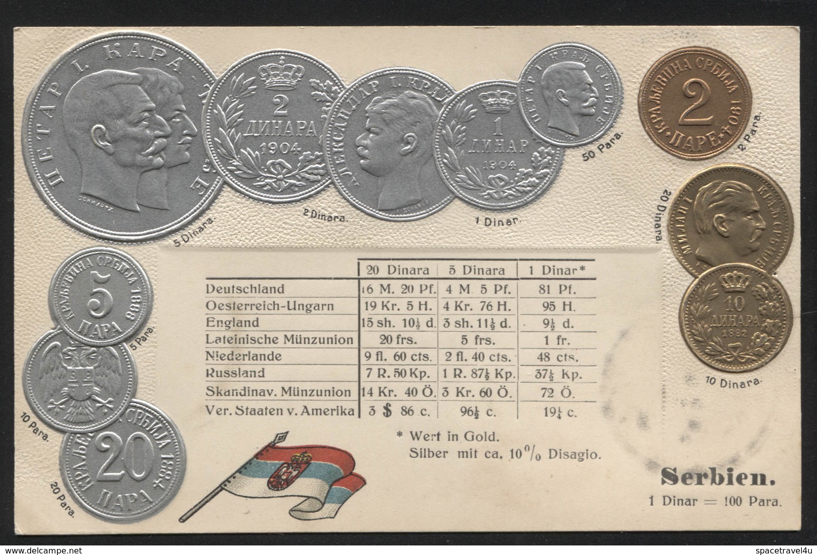 SERBIA - Numismatic Postcard - Set Of Coins - Embossed (APAT#127) - Serbia