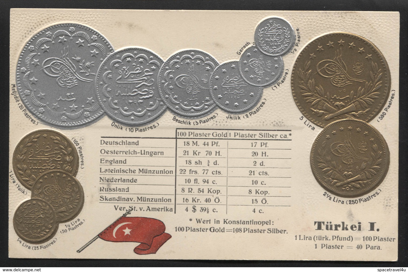 TURKEY - Numismatic Postcard - Set Of Coins - Embossed (APAT#110) - Turkey