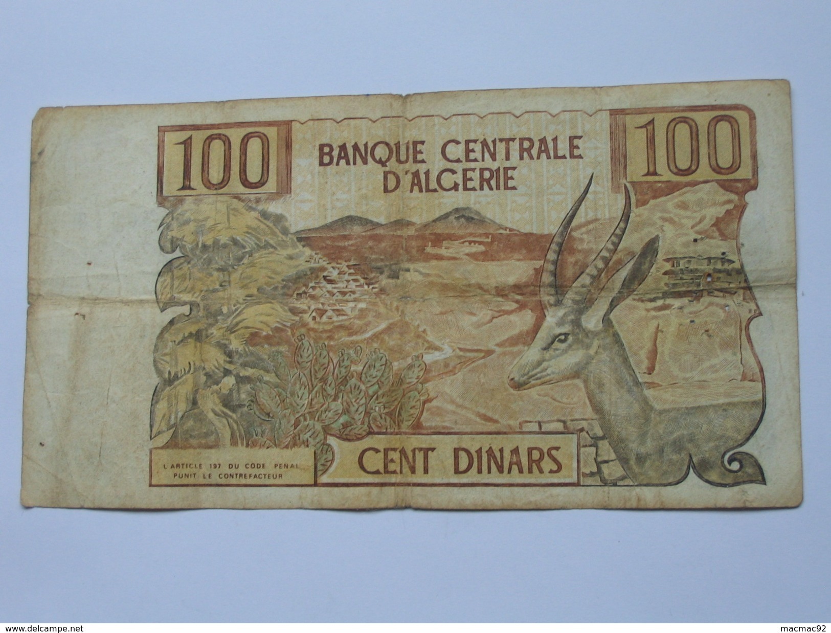 100 Dinars 1970 - Banque Centrale D'Algérie **** EN ACHAT IMMEDIAT **** - Algérie