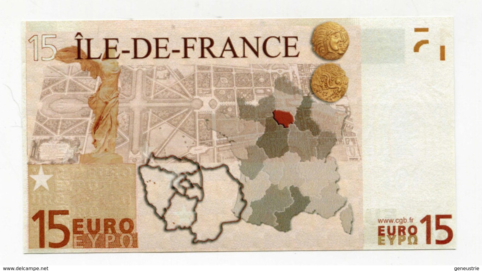 Billet De Banque 15 Euros "Ile-de-France" 2008 - CGB - Billet Fictif De Fantaisie 15€ - Banknote - Altri & Non Classificati