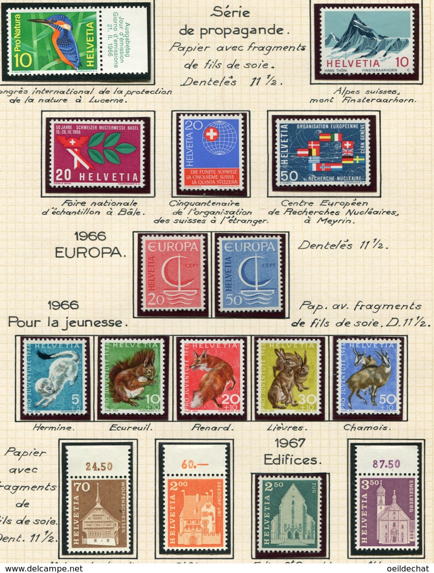 10682 SUISSE  Collection Vendue Par Page */** 1966-67  TB/TTB - Collections