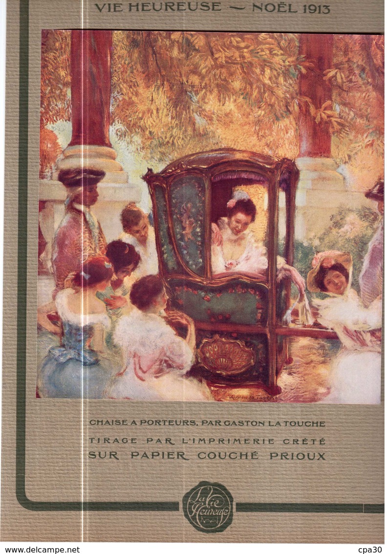 GRAVURE CHAISE A PORTEURS PAR GASTON LA TOUCHE.TIRAGE PAR L'IMPRIMERIE CRETE SUR PAPIER COUCHE PRIOUX - Non Classificati