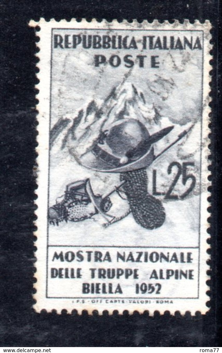 XP3112 - REPUBBLICA 1952 ,  25 Lire N. 698 Usato  Truppe Alpine. Scarpone Spostato - Varietà E Curiosità