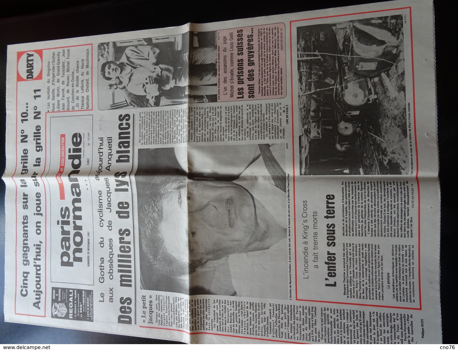 Jacques Anquetil Ensemble De 6 Couvertures De Journaux "Novembre 1987" - Cycling