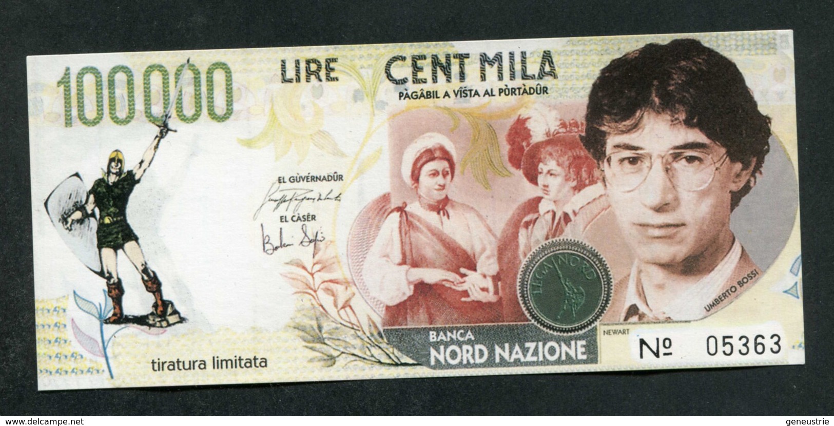 Billet De Banque 1996 Ligue Du Nord "100000 Cincentmila - Banca Della Padania Libera E Independente" Italie - [ 8] Vals En Specimen