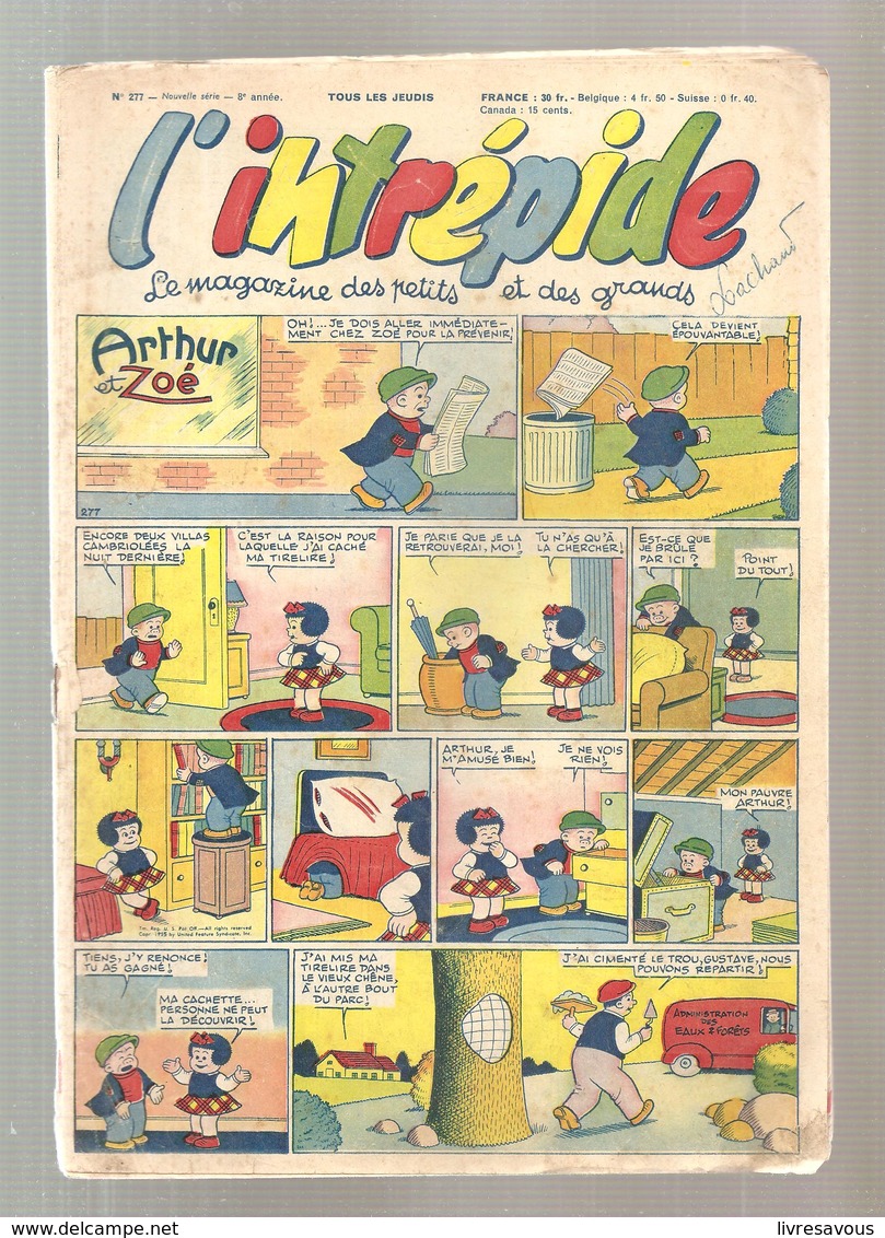 L'intrépide Magazine N°277 De 1955 Arthur Et Zoé - L'Intrépide