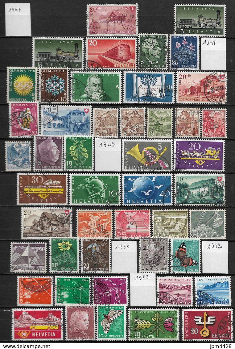 Suisse  Lot De 130 Timbres Oblitérés Entre 1947 Et 1962 Petit Prix - Lots & Kiloware (mixtures) - Max. 999 Stamps