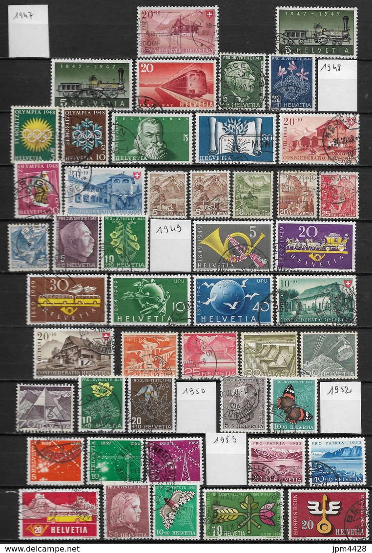 Suisse  Lot De 130 Timbres Oblitérés Entre 1947 Et 1962 Petit Prix - Vrac (max 999 Timbres)