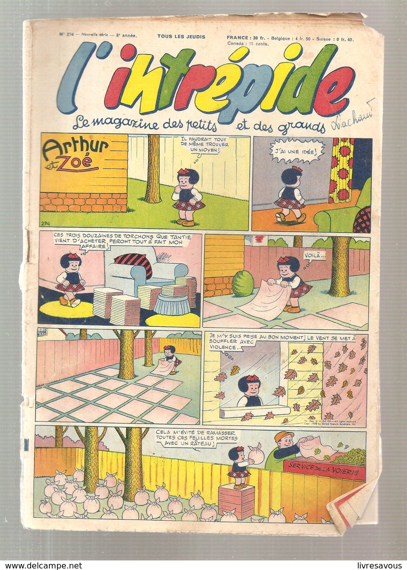 L'intrépide Magazine N°274 De 1954 Arthur Et Zoé - L'Intrépide