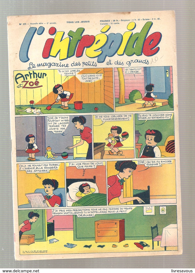 L'intrépide Magazine N°271 De 1954 Arthur Et Zoé - L'Intrépide