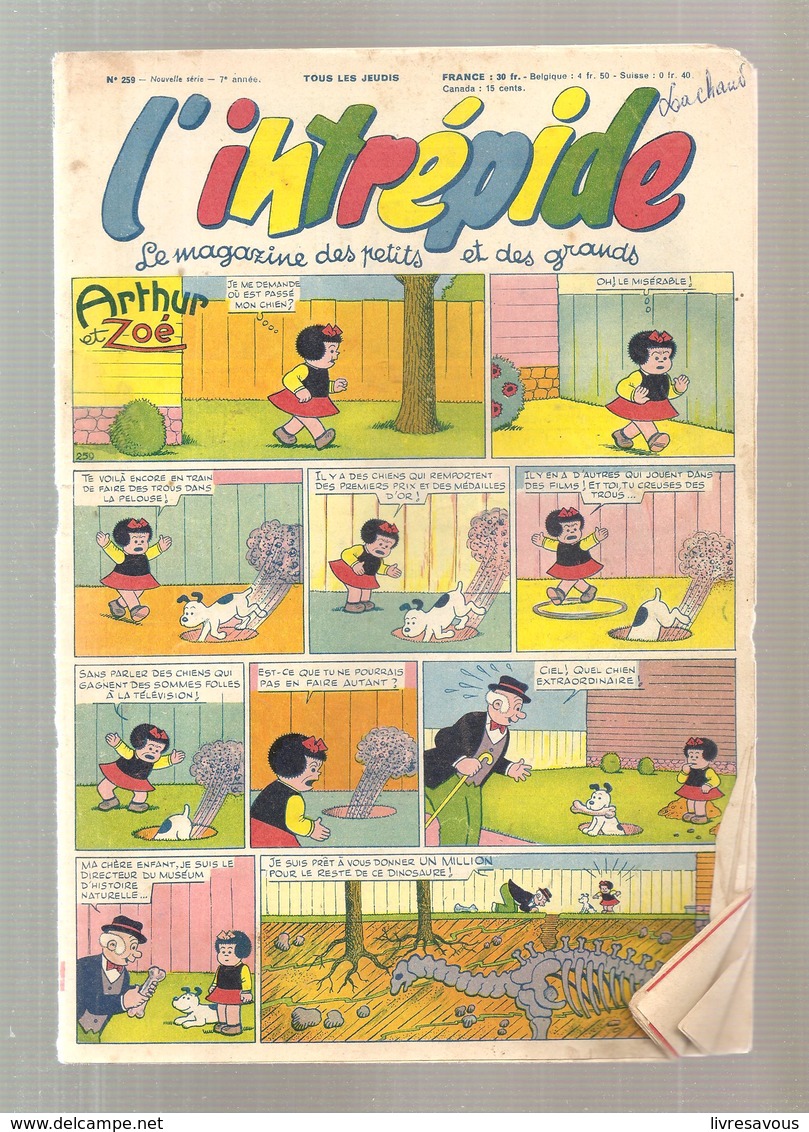 L'intrépide Magazine N°259 De 1954 Arthur Et Zoé - L'Intrépide