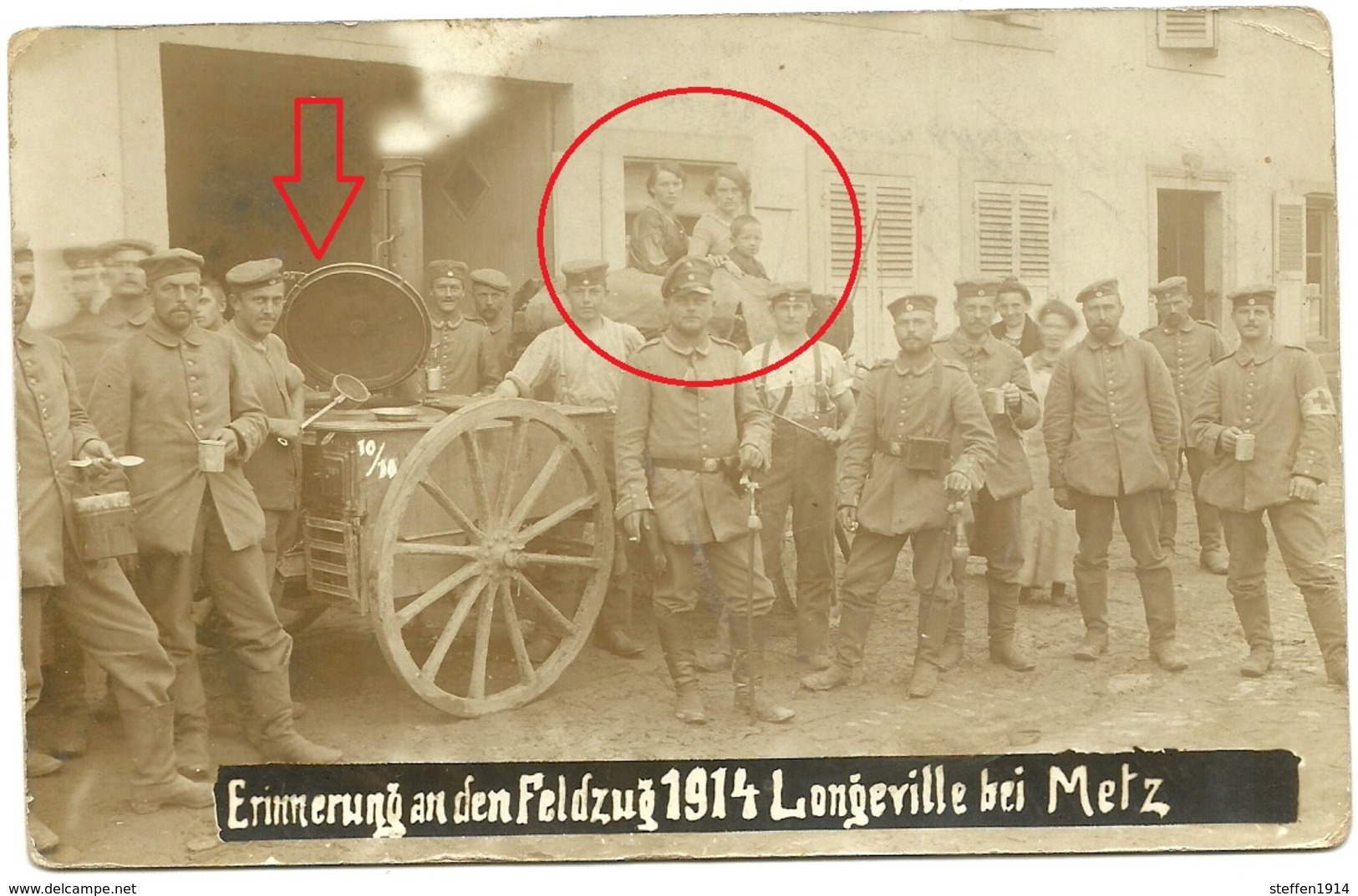 Longeville Les Metz- Feldküche-allemande  Photo Carte-guerre 14 -18 - Metz