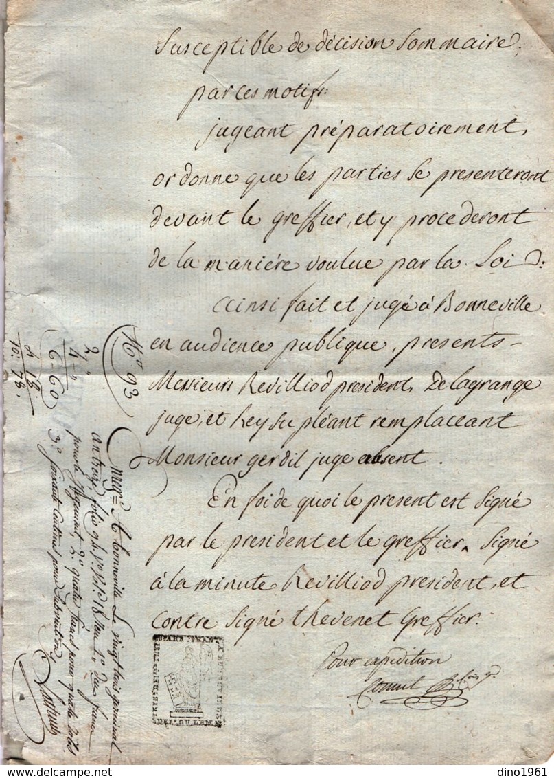 VP14.159 - Tribunal de CLUSES - 10 Acte An 13 - Mr JACQUIER de TANINGES Contre Mr BROCHIER à THYEZ ?