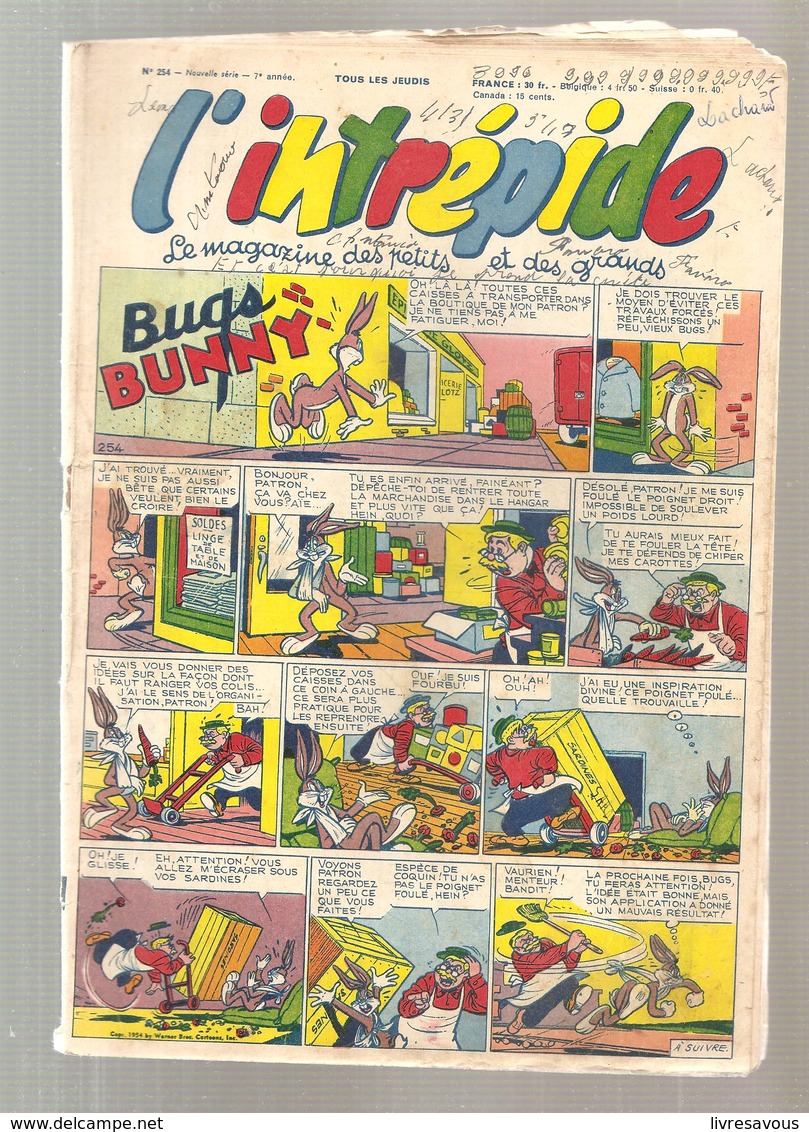 L'intrépide Magazine N°254 De 1954 Bugs BUNNY - L'Intrépide