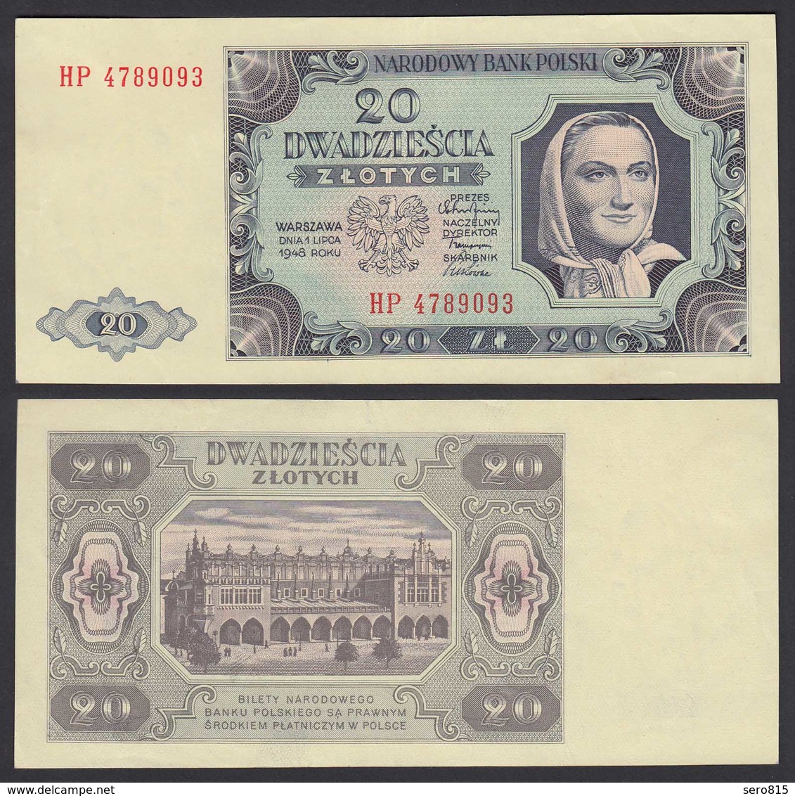 Polen - Poland  20 Zlotych Banknote 1948 Pick 137 Fast XF  (2-)   (22440 - Polen