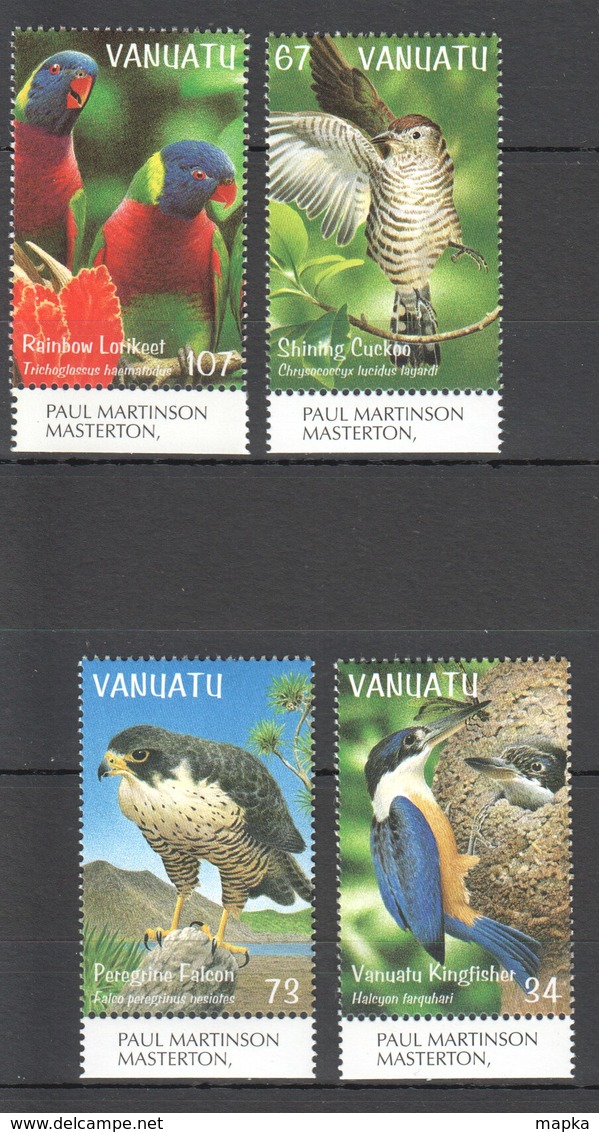 C468 VANUATU FAUNA BIRDS LORIKEET FALCON KINGFISCHER CUCKOO #1081-4 1SET MNH - Other & Unclassified