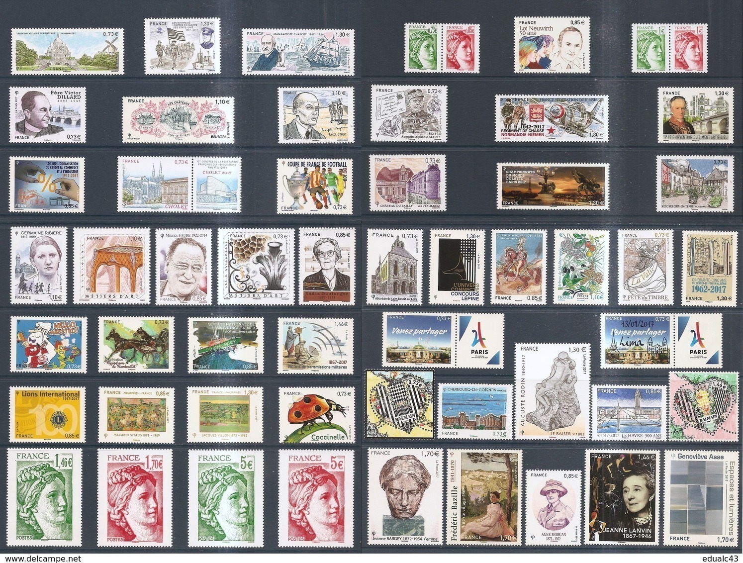 FRANCE-Année Complète 2017 -NEUF LUXE ** 87 TIMBRES Dont 55 Timbres Gommés Et 11 Blocs --->32 Timbres - 2010-2019