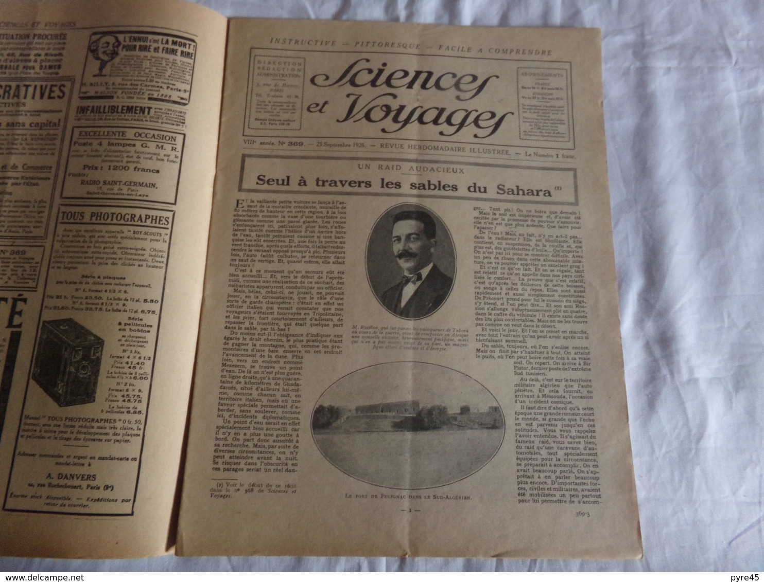 Revue " Sciences Et Voyages " N° 369 Du 23 Septembre 1926, " Un Dompteur D'alligators  " - 1900 - 1949