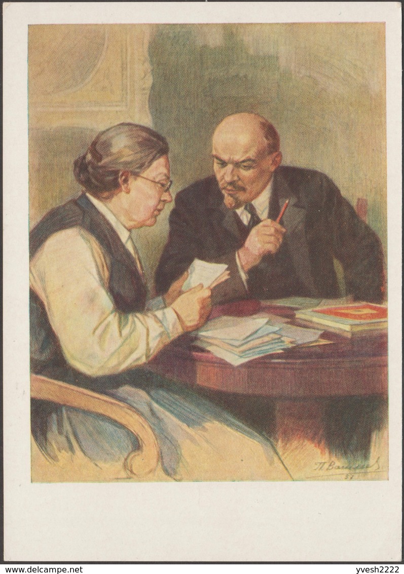 URSS 1957. Entier Postal. Lénine Et Sa Femme, Peinture De Piotr Vasilievich Vasiliev. Vladimir Ilitch Oulianov - Lenin