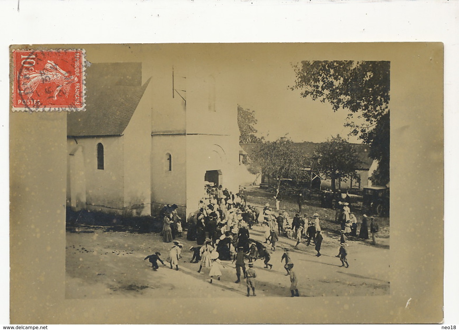 Quantilly Carte Photo   Sortie De Messe Jeux D' Enfants Billes Marbles - Autres & Non Classés