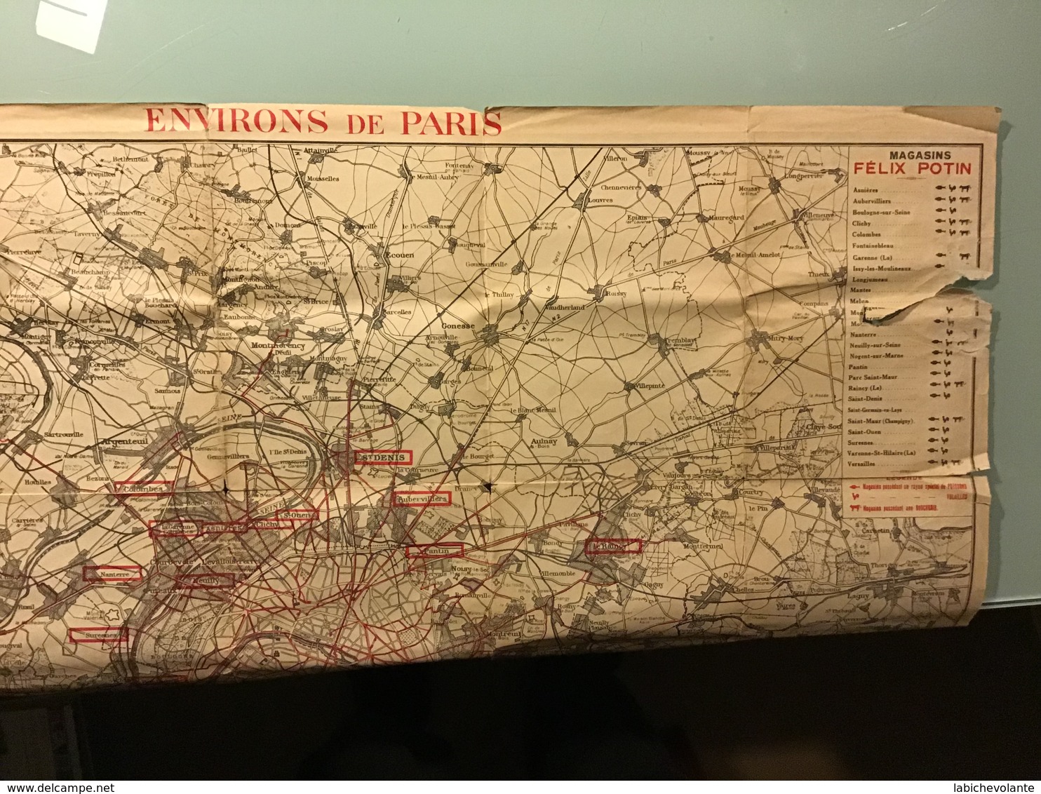 Plan De PARIS Et Environs De PARIS. - Magasins FELIX POTIN ( 61cm Sur 48cm ) - Cartes Routières