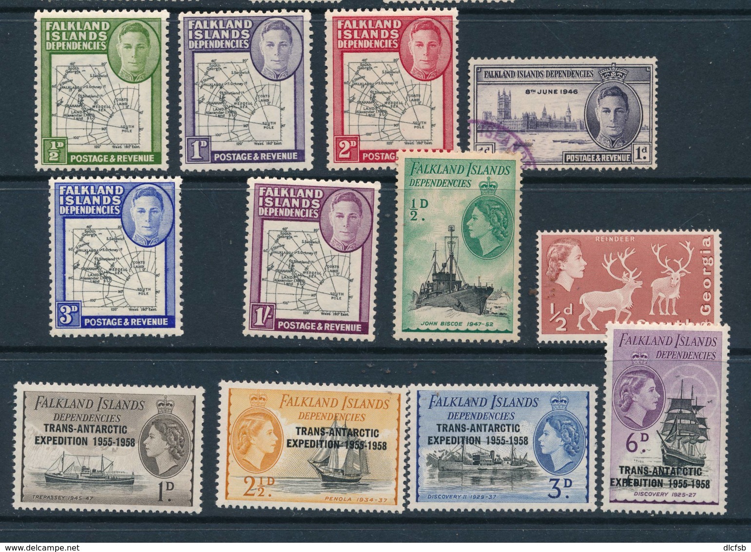 FALKLAND/dependencies, 1940s Fine Light MM 12 Stamps - Falklandeilanden