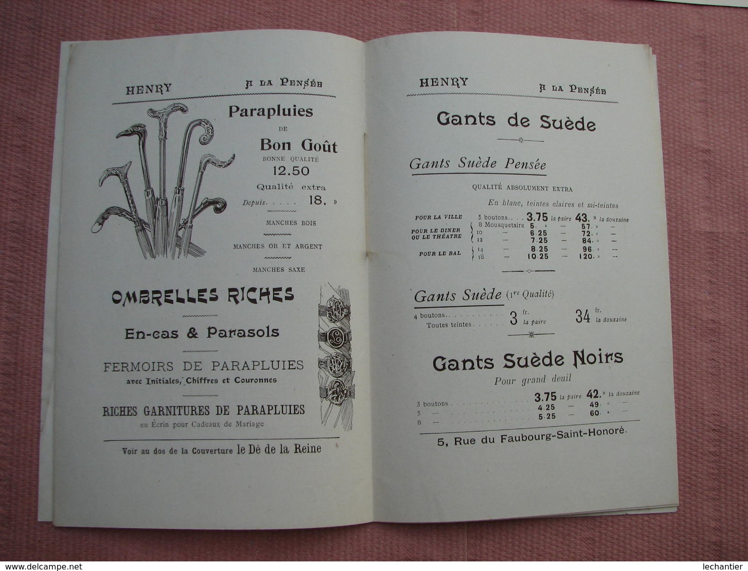 Trés Beau Catalogue "Henry à La Pensée" Tous Les Gants Avec Plaquette De Nuances BE - Textile & Vestimentaire