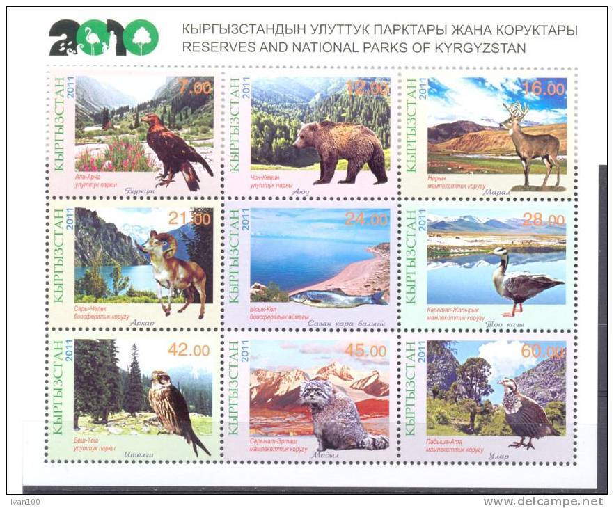 2011. Kyrgyzstan, Reserves And National Parks Of Kyrgyzstan, Sheetlet Perforated, Mint/** - Kirghizistan