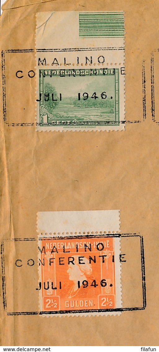 Nederlands Indië - 1946 - Stempel MALINO CONFERENTIE Op Cover Met Complete Serie Van 1 Cent T/m Fl 2,50 Naar Makasser - Indie Olandesi