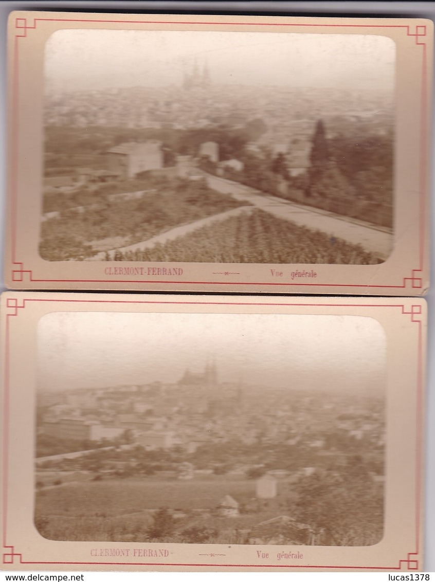 63 - CLERMONT-FERRAND - Vue Générale - 2 PHOTOS COLLEES SUR CARTON - FIN XIXe DEBUT XXe Siècle - Anciennes (Av. 1900)