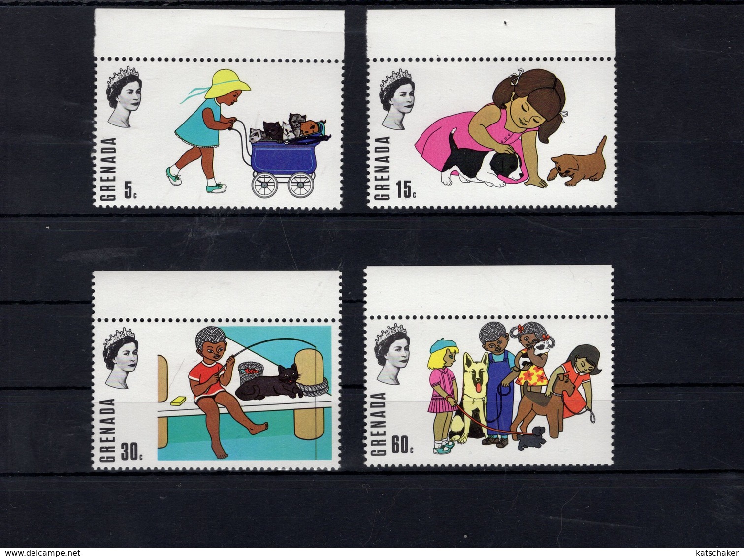 697987414 GRENADA POSTFRIS MINT NEVER HINGED POSTFRISCH EINWANDFREI  SCOTT 358 361 CHILDREN AND CATS - Grenada (1974-...)