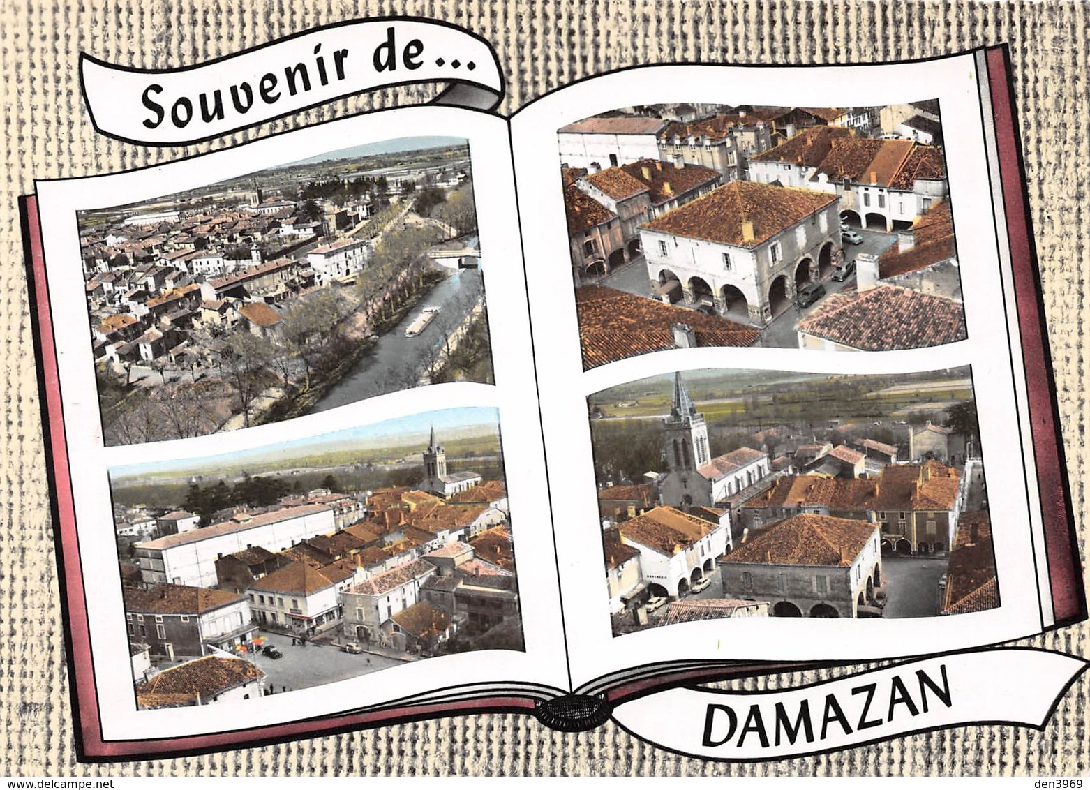 Damazan - Canal - Places De La Mairie Et Des Cafés - Les Cornières - Livre Ouvert - Damazan