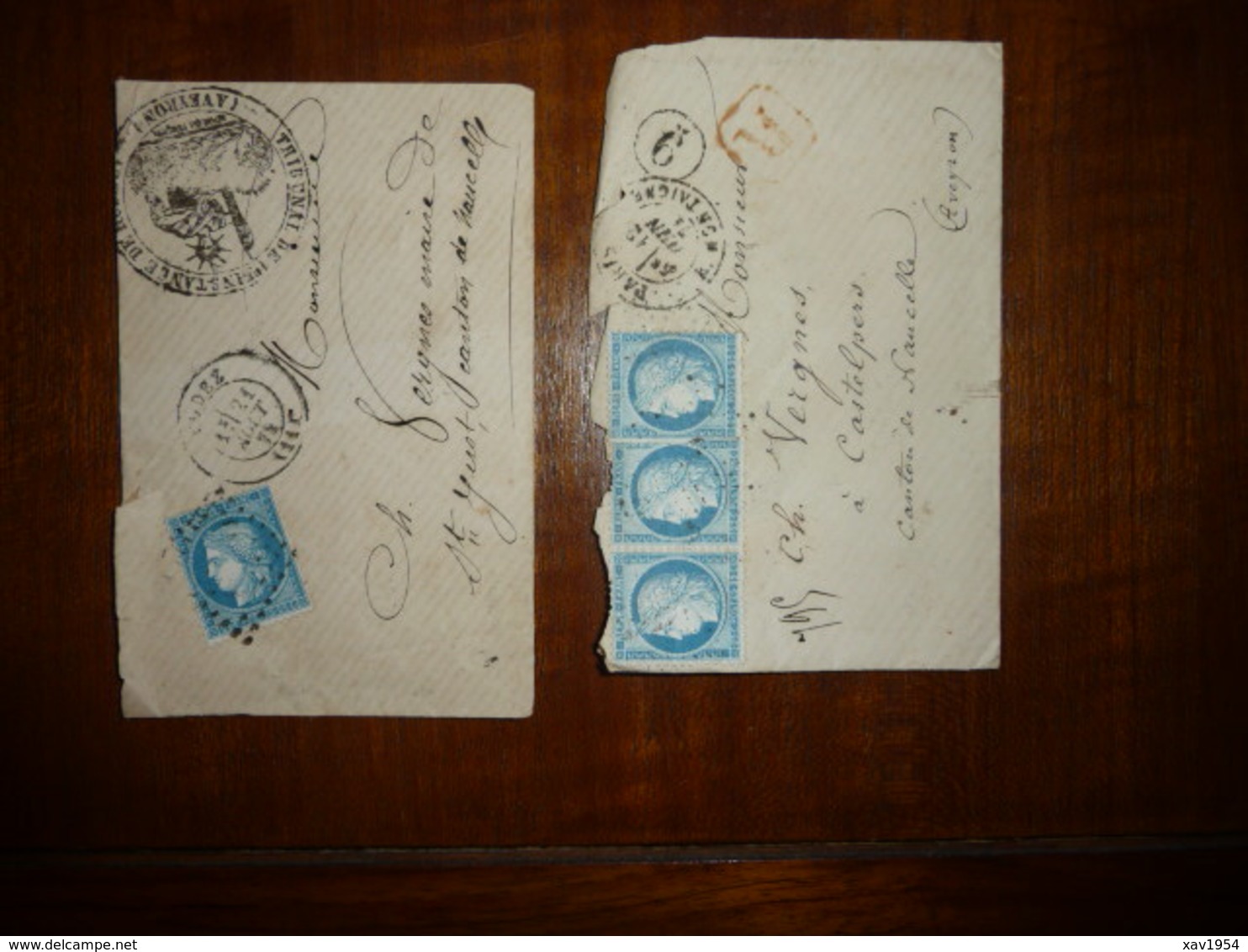 44 ENVELOPPES TIMBREES (Céres Bleu 25 Cts) - 1849-1850 Ceres