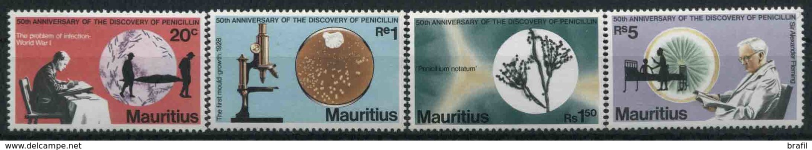 1978 Mauritius, Scoperta Penicillina, Serie Completa Nuova (**) - Maurice (1968-...)