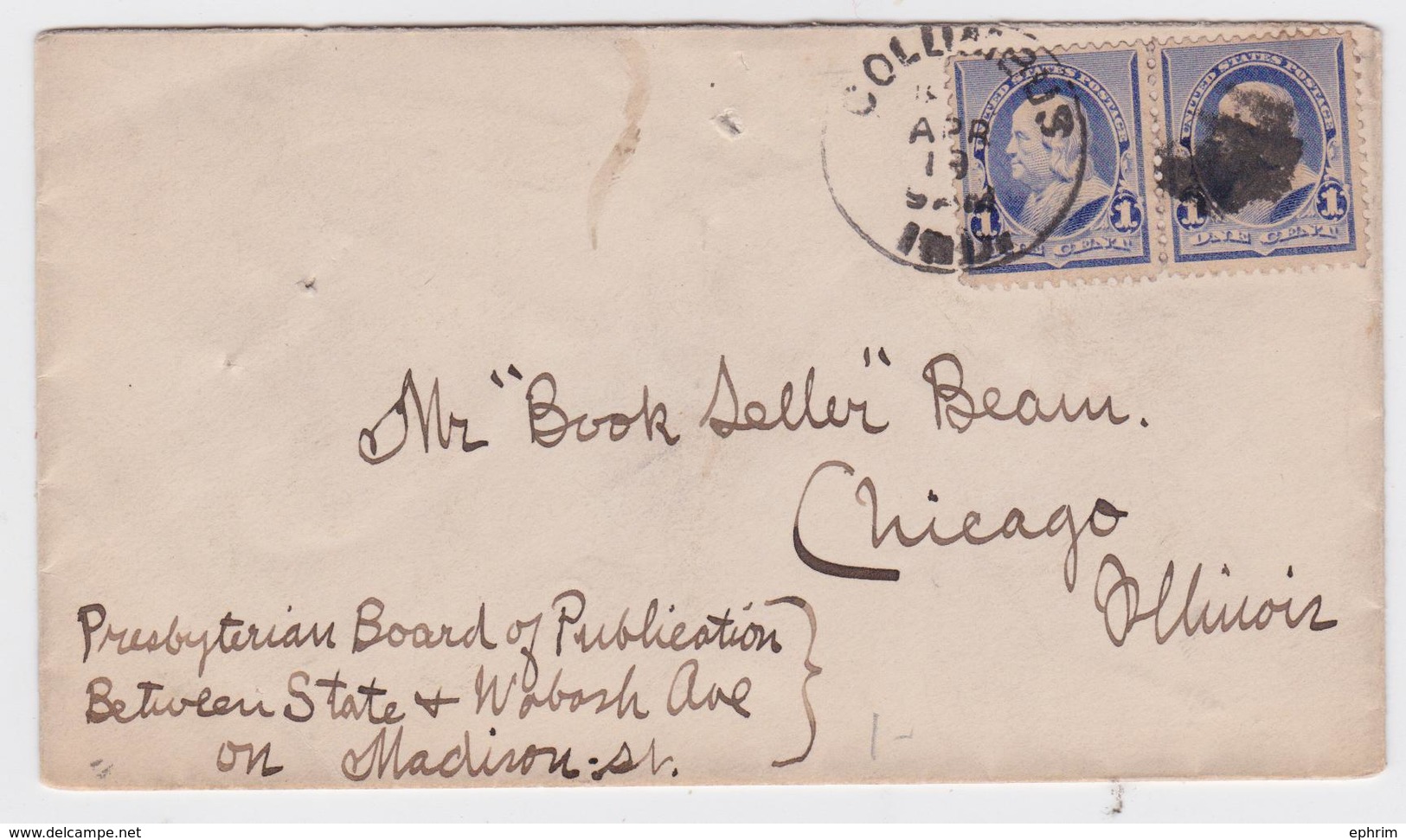 COLUMBUS INDIANA US MAIL COVER TO CHICAGO - Lettres & Documents