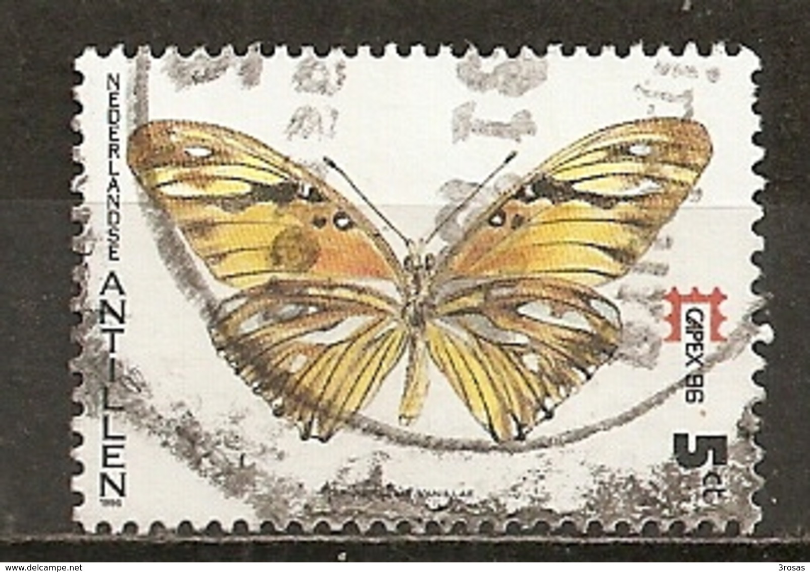Antilles Neerlandaise Netherlands Antilles 1986 Papillon Butterfly Obl - Curaçao, Antilles Neérlandaises, Aruba