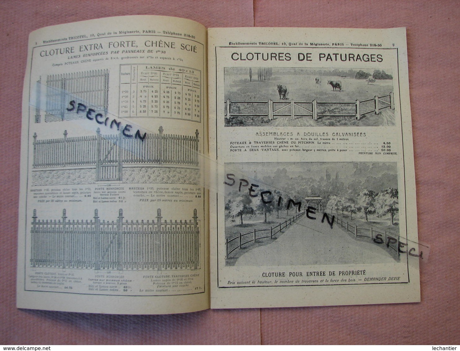 TRICOTEL Serrurerie, Clotures, Portails, Chenils, Poulaillers, Serres 44 Pages 13X18 - 1900 – 1949