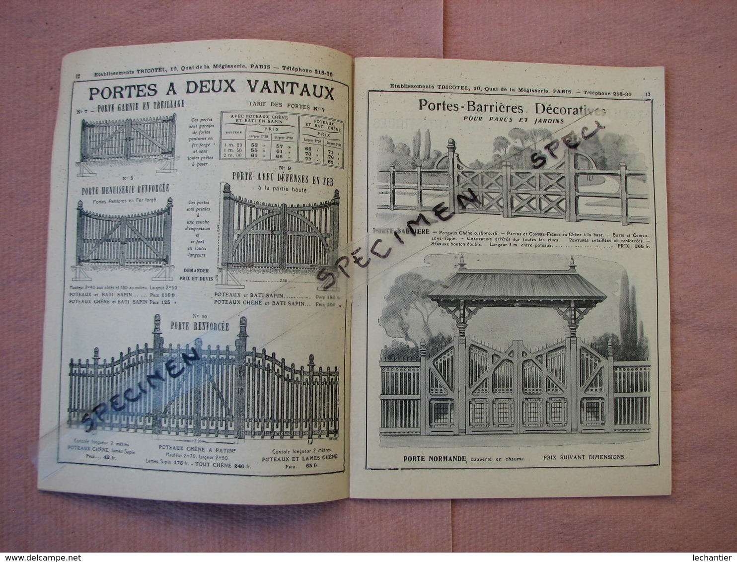 TRICOTEL Serrurerie, Clotures, Portails, Chenils, Poulaillers, Serres 44 Pages 13X18 - 1900 – 1949
