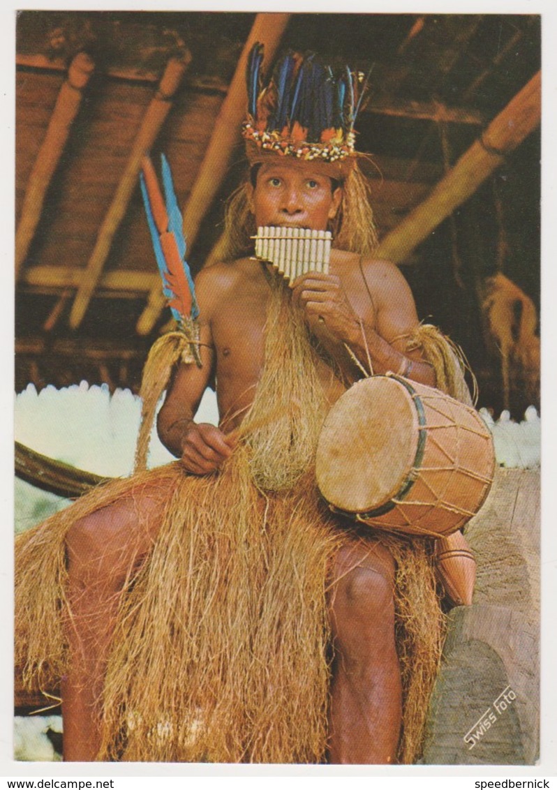 26586 PERU Pérou Amazonia Peruana-indio Yagua Con Instrumentos Musicales 1979-swiss Foto C2535 - Flute De Pan Tambour - Musique Et Musiciens