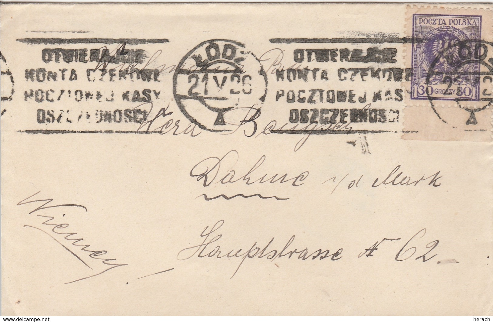 Pologne Lettre Lodz Pour L'Allemagne 1926 - Covers & Documents
