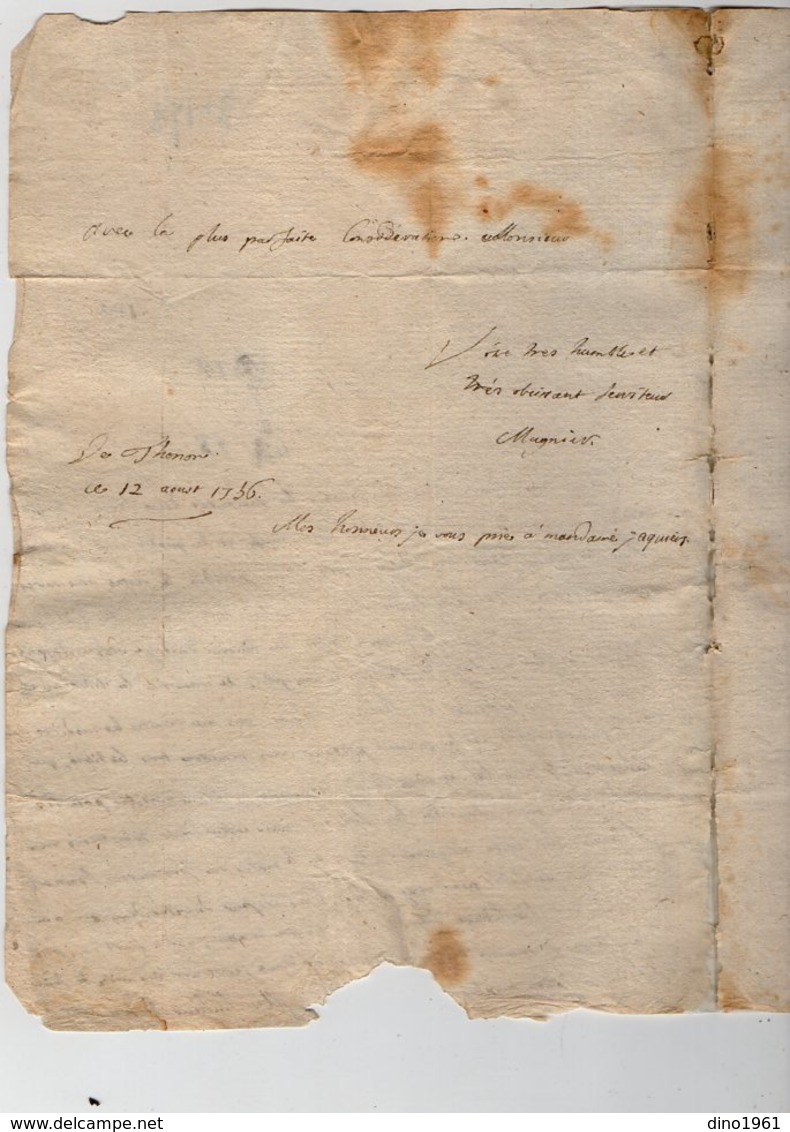 VP14.161 - Haute - Savoie - THONON 1756 - Lettre De Mr MAGNIER Pour Mr JAQUIER Notaire à TANINGES - Manuscrits