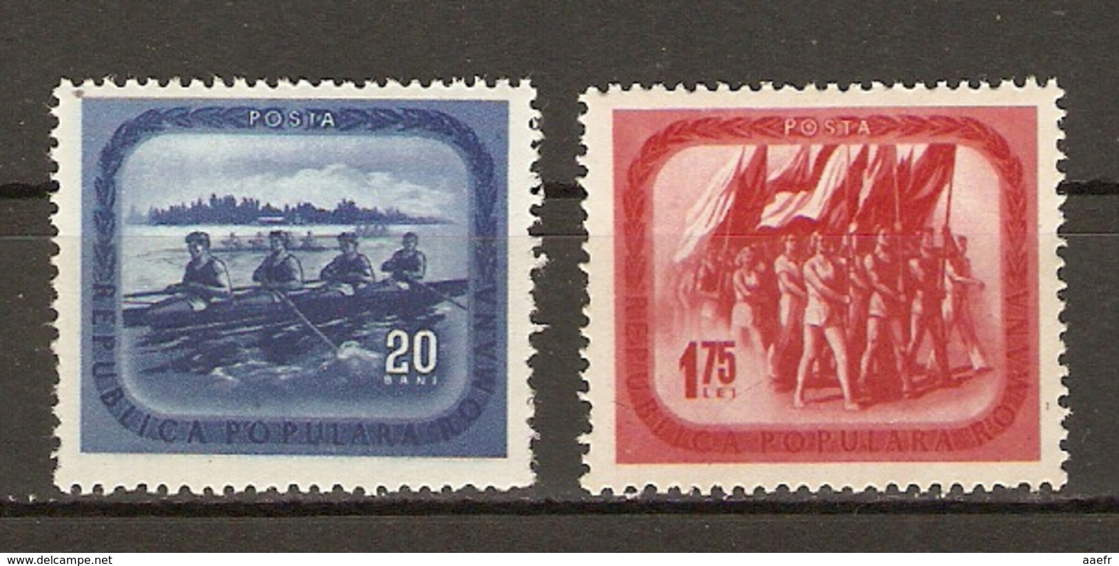 Roumanie 1952 - Culture Physique Et Sport - Série Complète MNH -1283/4 - Rameurs - Parade Sportive - Drapeaux - Neufs