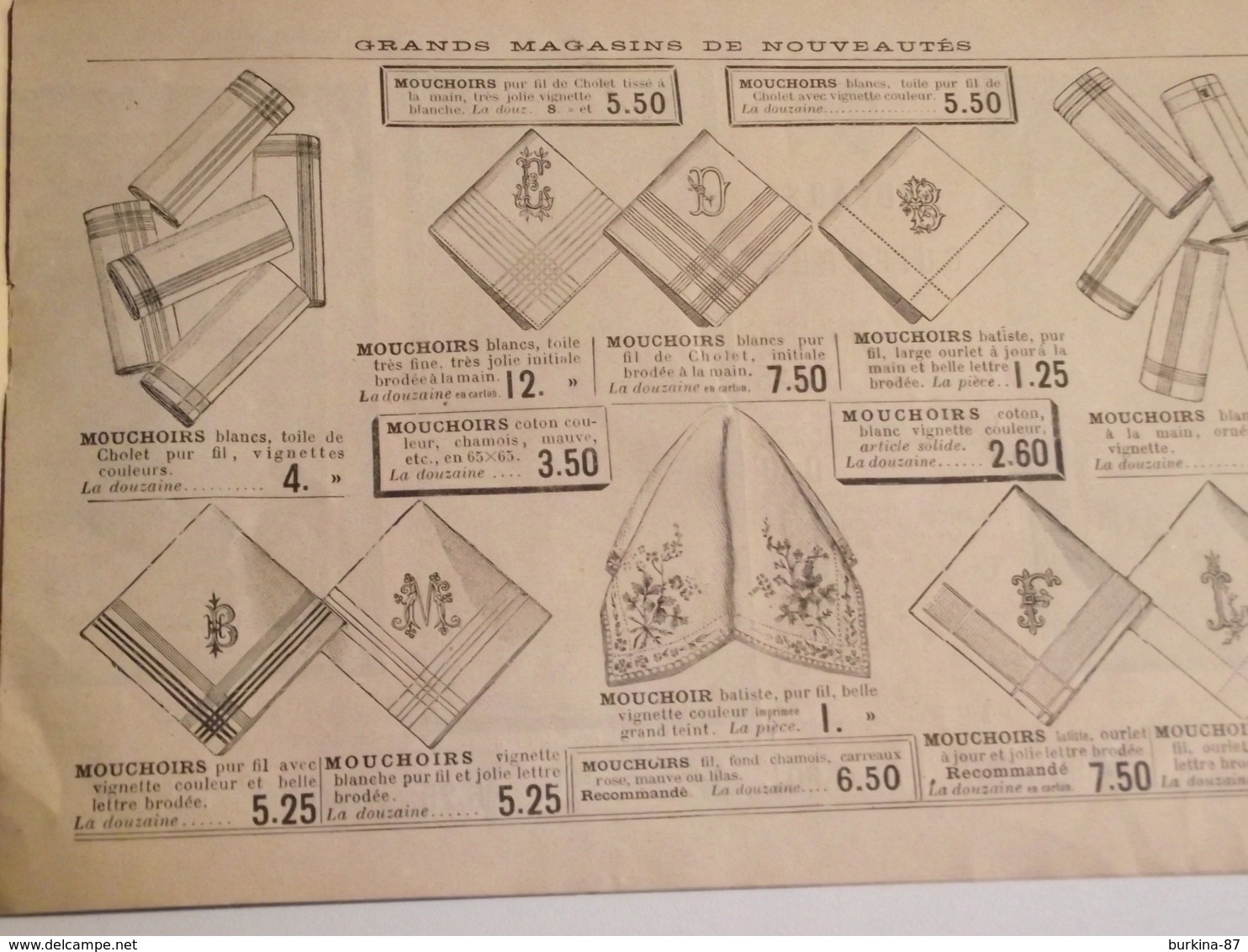 PARIS, LIMOGES, Toiles, Blanc, Catalogue De  Vente, Vers 1900 - Publicités