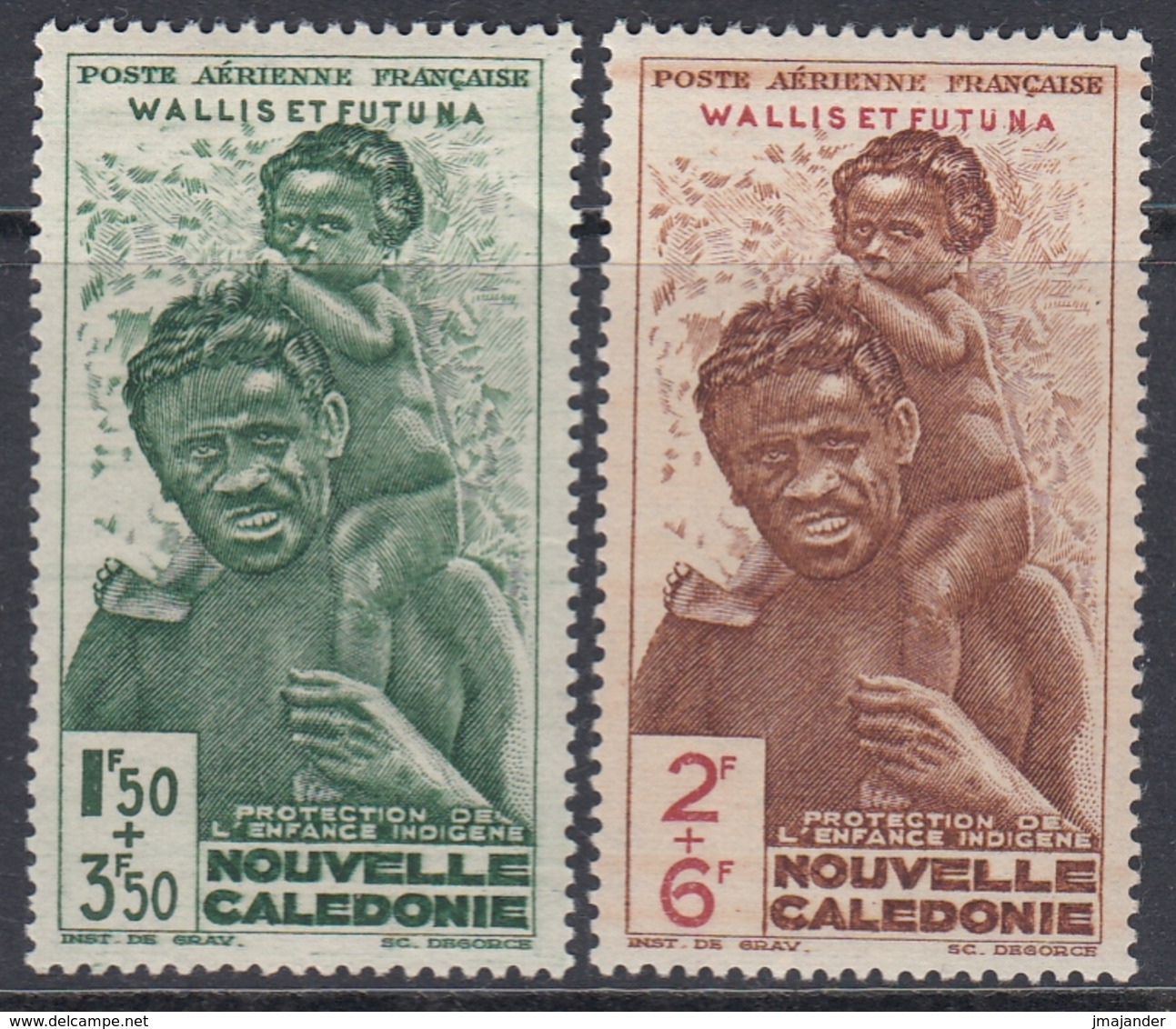 Wallis And Futuna 1942 - Surtaxed Airmail Stamps: Colonial Children's Fund - Mi 135-136 ** MNH - Ongebruikt