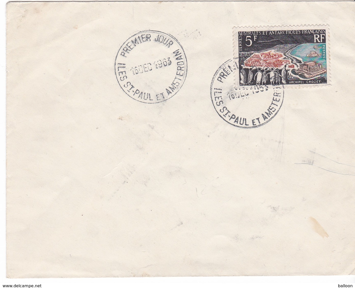 TAAF - Courrier - 1er Jour - Saint Paul Et Amsterdam - 16/12/1963 - Lettres & Documents