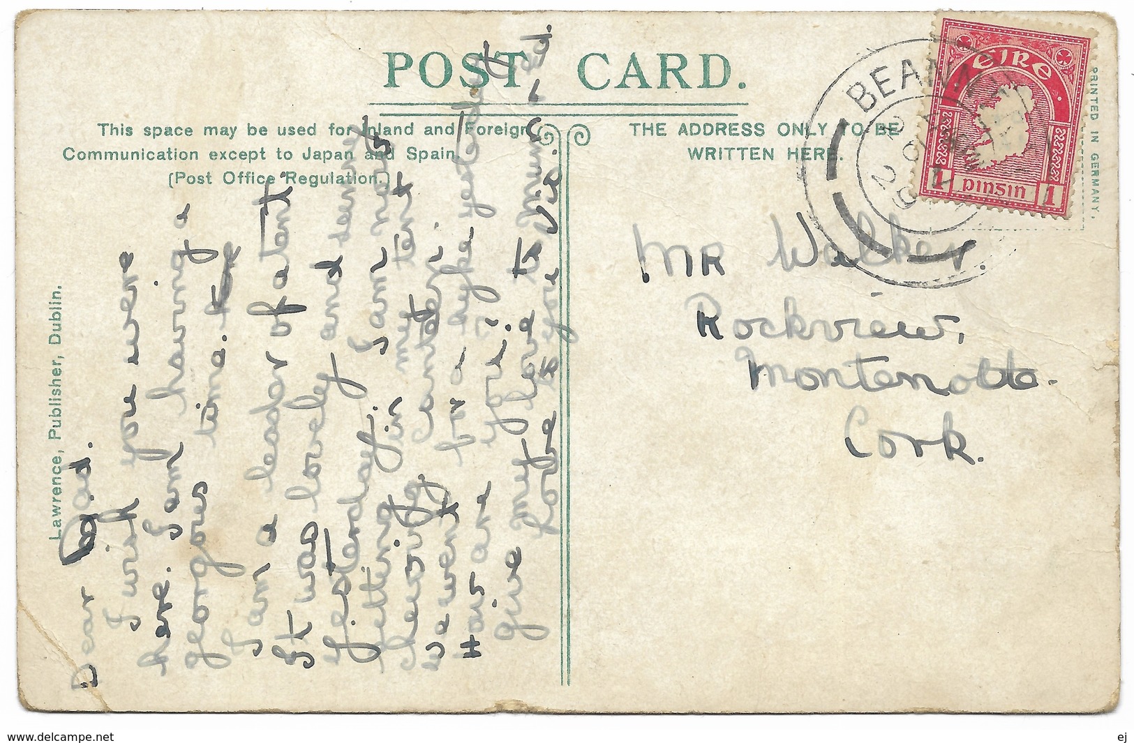 Bantry House Co Cork By Lawrence - Postmark 1929 - Cork