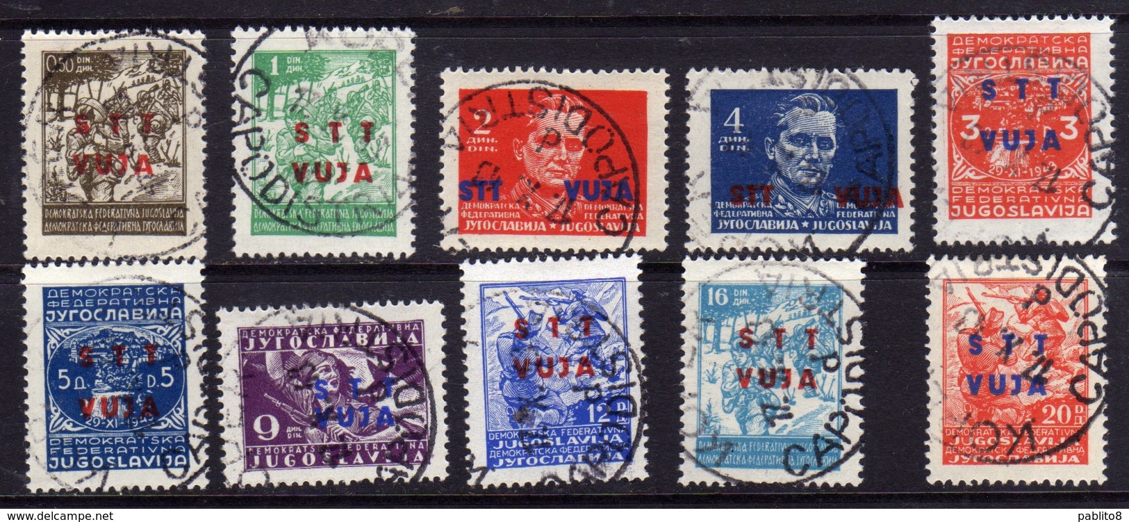 TRIESTE B 1949 FRANCOBOLLI SOPRASTAMPATI DI YUGOSLAVIA JUGOSLAVIA OVERPRINTED COMPLETE SET SERIE SET USATA USED OBLITERE - Gebraucht