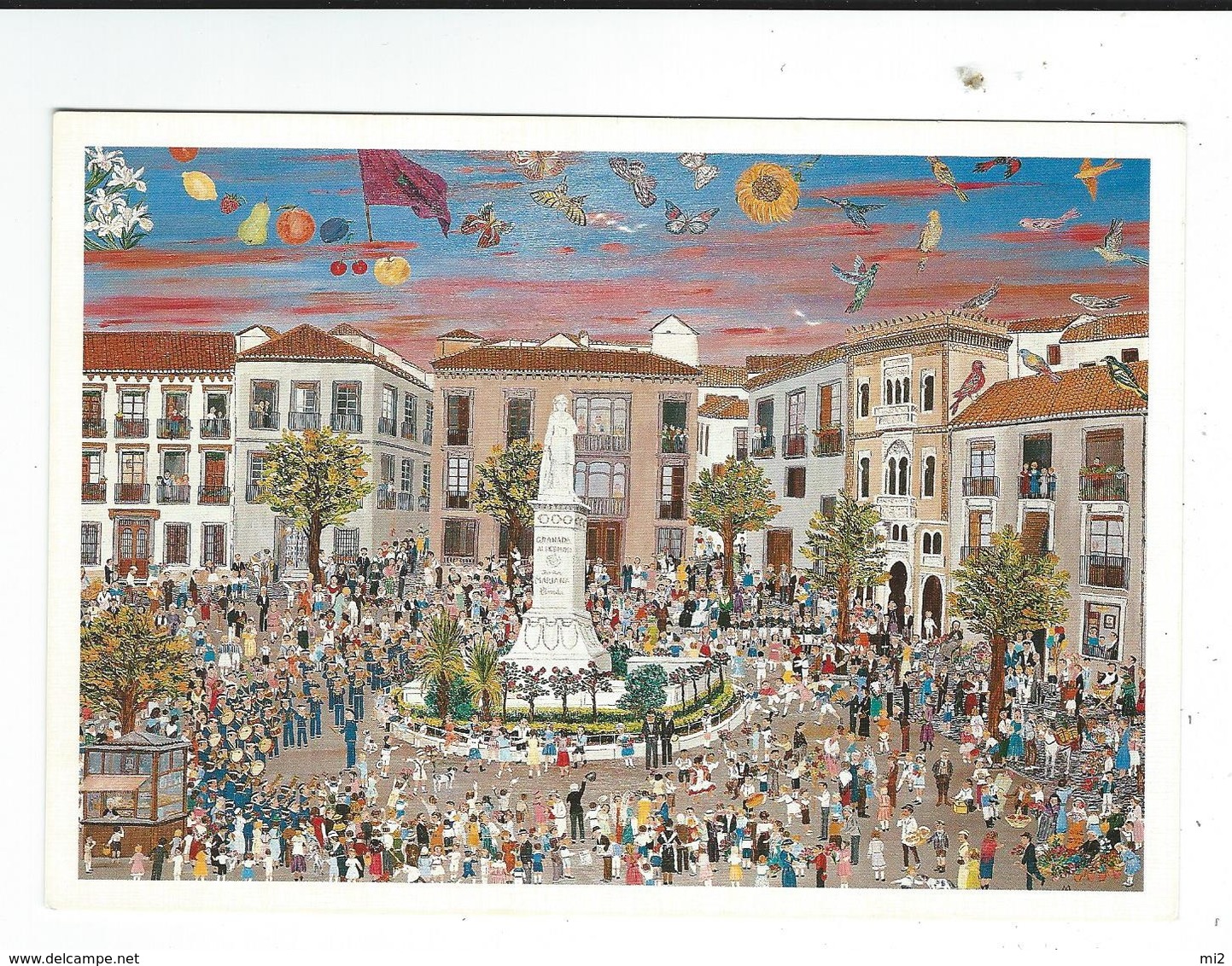 Espagne Plazas De Granada Lot 4 Cartes Illustrateur Maripi Morales  Carte  Présentées  Dans Feuille Tout Scanné - Granada