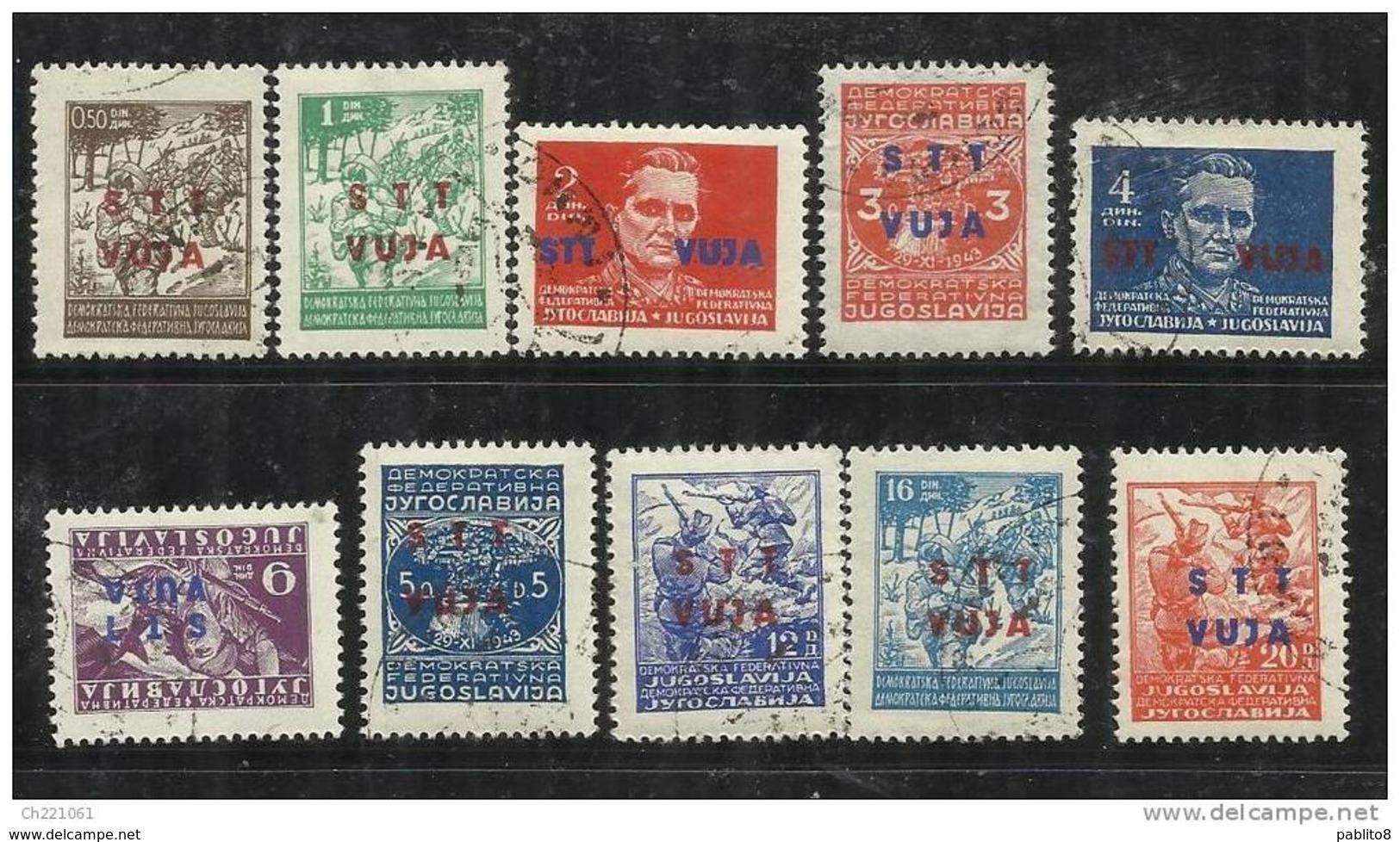 TRIESTE B 1949 FRANCOBOLLI SOPRASTAMPATI DI YUGOSLAVIA JUGOSLAVIA OVERPRINTED COMPLETE SET SERIE SET USATA USED OBLITERE - Afgestempeld