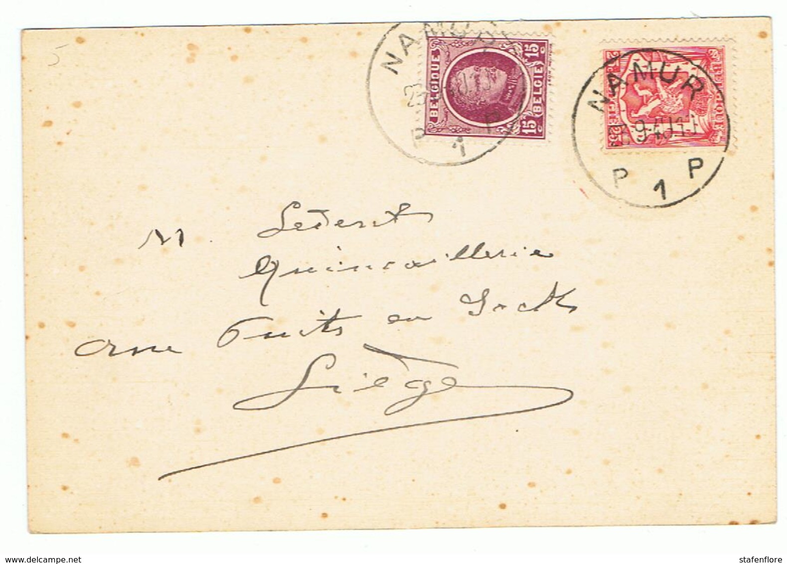 Mooie Briefkaart PAX  Verstuurd Naar Liège Via Namur 22/09/1910 - Autres & Non Classés